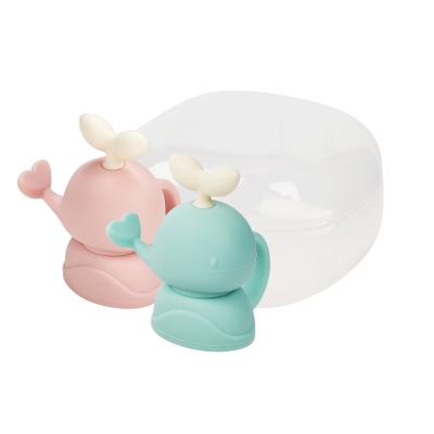 아기용품 퍼기 유아용 이유식 파우치 토퍼 고래캡 2종 세트, 핑크, 민트, 1세트