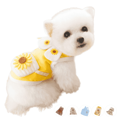 강아지옷 별빛 오월날 강아지옷 여름 봄 애견옷 줄무늬 티셔츠 원피스 강아지나시, A  노랑 해바라기